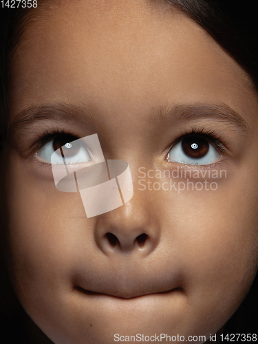 Image of Close up portrait of a little emotional girl