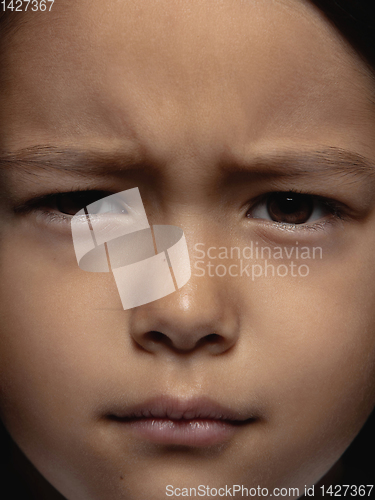 Image of Close up portrait of a little emotional girl