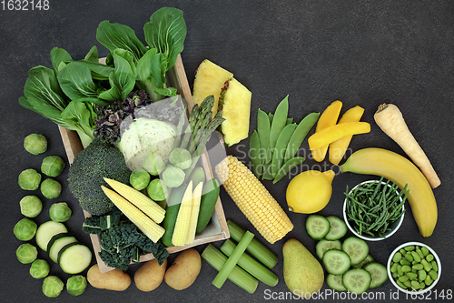 Image of Yellow and Green High Fibre Fruit and Vegetables  