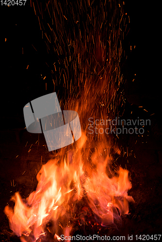 Image of Traditional blacksmith furnace with burning fire