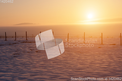 Image of winter landscape during sunset