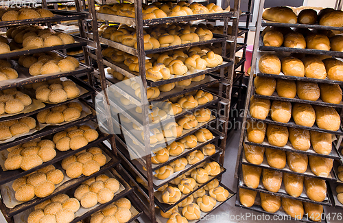 Image of bread bakery food factory production with fresh products