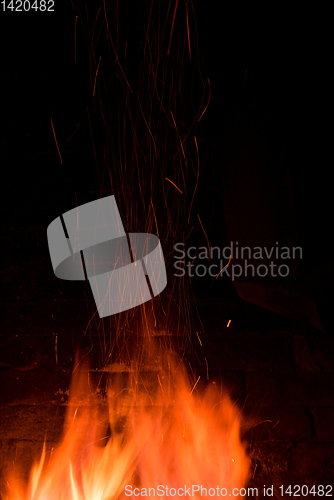 Image of Traditional blacksmith furnace with burning fire