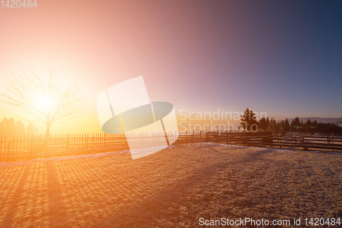 Image of winter landscape during sunset