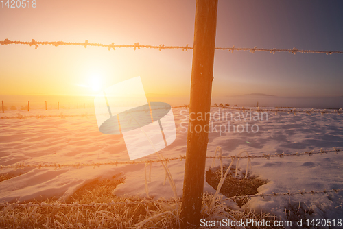 Image of winter landscape during sunset