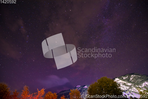 Image of night sky above Mountain