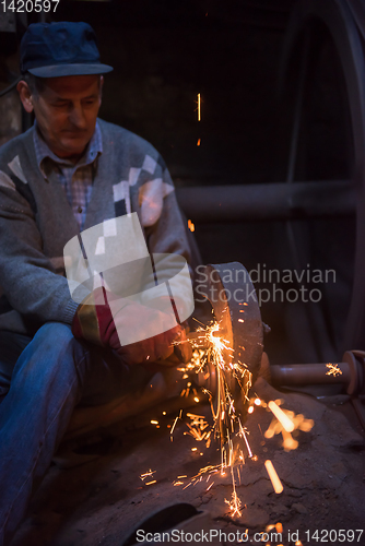 Image of the blacksmith polishing metal products