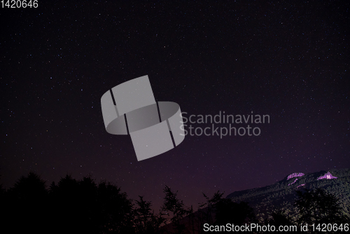 Image of night sky above Mountain