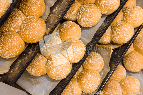 Image of bread bakery food factory production with fresh products