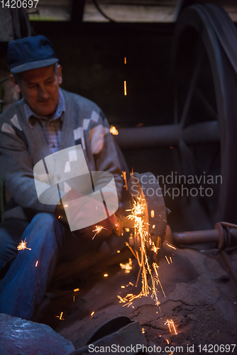 Image of the blacksmith polishing metal products