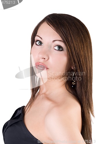 Image of Portrait of the young beauty woman. Isolated on white