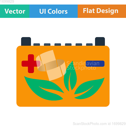 Image of Car battery with leaf icon.