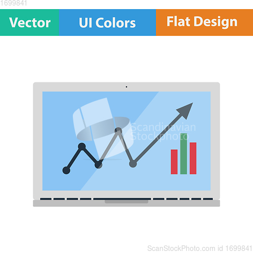 Image of Flat design icon of Laptop with chart