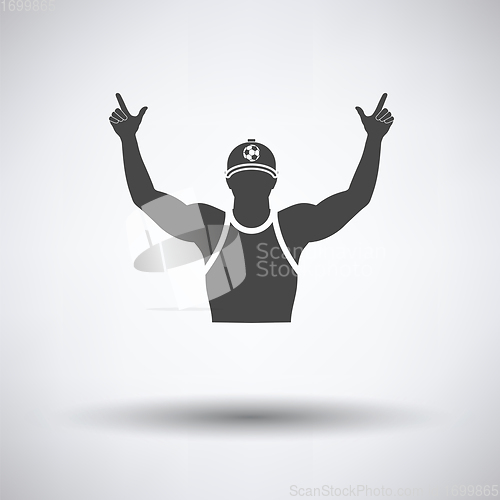 Image of Football fan with hands up icon