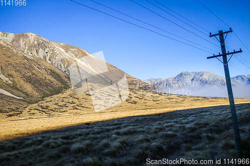 Image of Mountain fields landscape in New Zealand