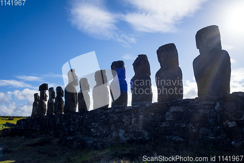 Image of Moais statues, ahu Tongariki, easter island