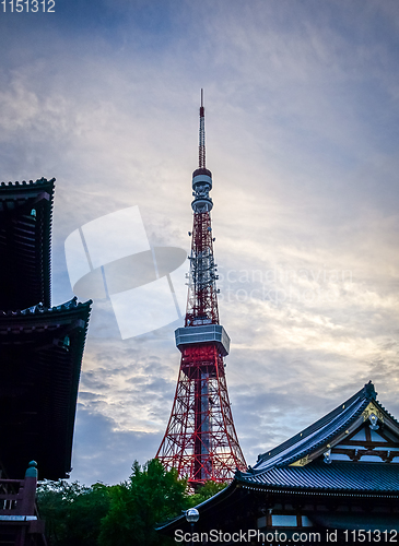 Image of Zojo-ji temple and Tokyo tower, Japan