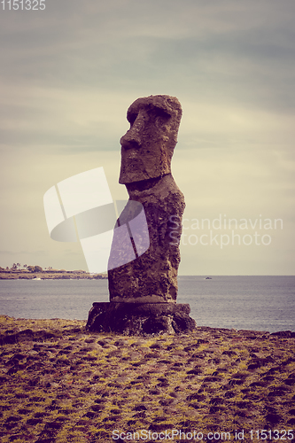 Image of Moai statue, ahu akapu, easter island