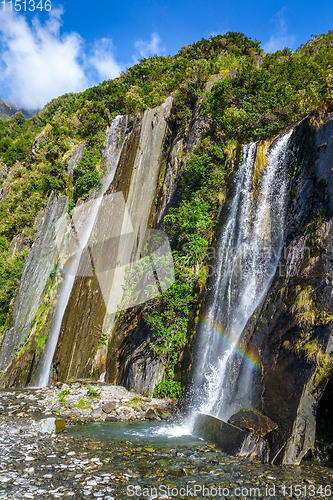 Image of Franz Josef glacier waterfalls, New Zealand