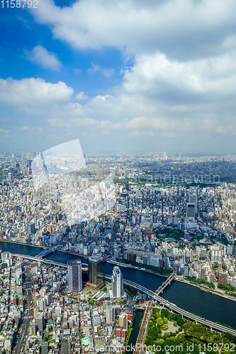 Image of Tokyo city skyline aerial view, Japan