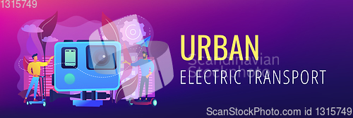 Image of Urban electric transport concept banner header.