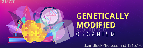 Image of Genetically modified organism concept banner header.