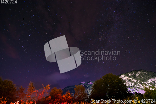 Image of night sky above Mountain