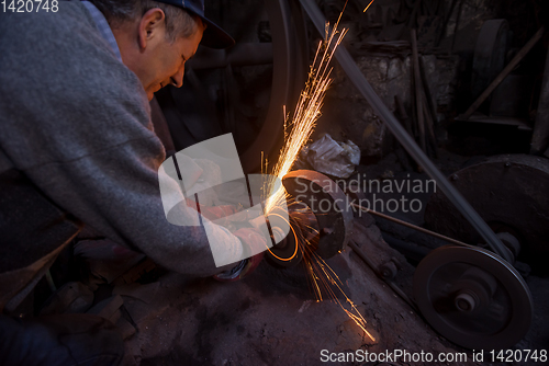 Image of the blacksmith polishing metal products