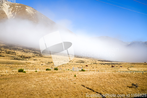 Image of Mountain fields landscape in New Zealand