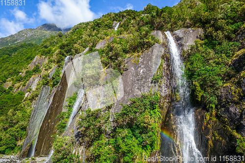 Image of Franz Josef glacier waterfalls, New Zealand