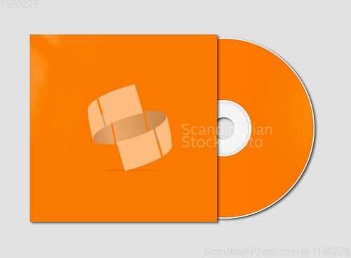 Image of Orange CD - DVD mockup template isolated on Grey