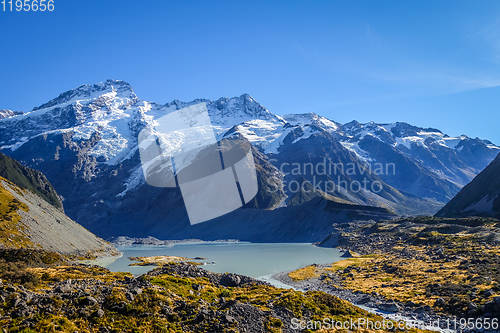 Image of Glacial lake in Hooker Valley Track, Mount Cook, New Zealand