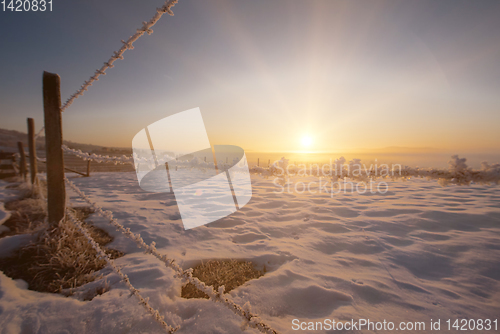 Image of winter landscape during sunset