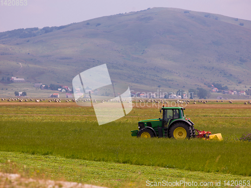 Image of Man driving tractor