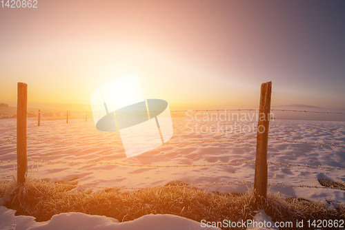 Image of winter landscape during sunset