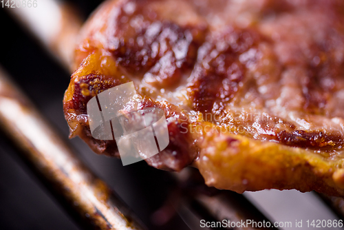 Image of delicious grilled meat on barbecue