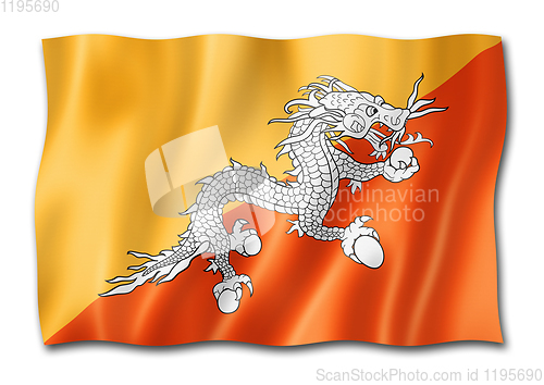 Image of Bhutan flag isolated on white