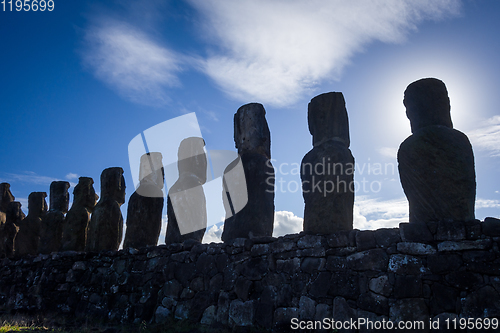 Image of Moais statues, ahu Tongariki, easter island