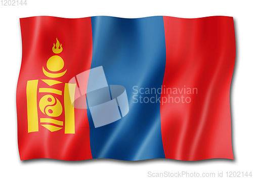 Image of Mongolia flag isolated on white