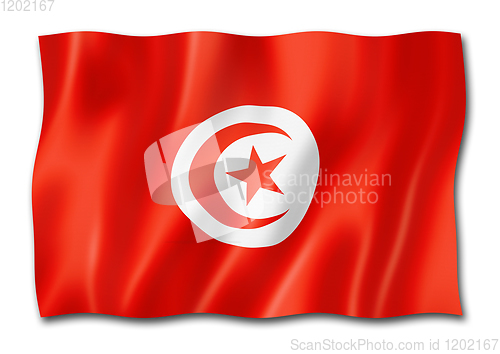 Image of Tunisian flag isolated on white