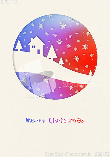 Image of Merry Christmas rainbow winter card