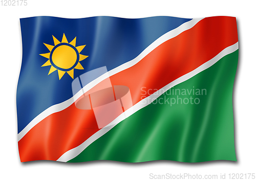 Image of Namibian flag isolated on white