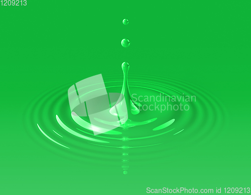 Image of Green paint drop and ripple