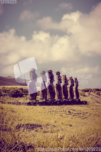 Image of Moais statues, ahu Akivi, easter island