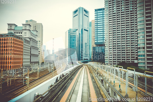 Image of Monorail in Tokyo city, Japan