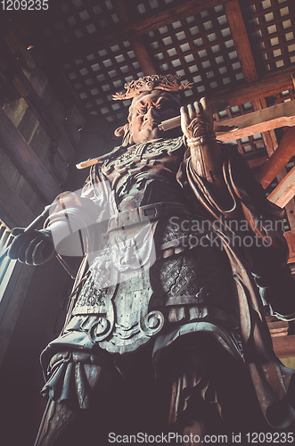 Image of Komokuten statue in Daibutsu-den Todai-ji temple, Nara, Japan