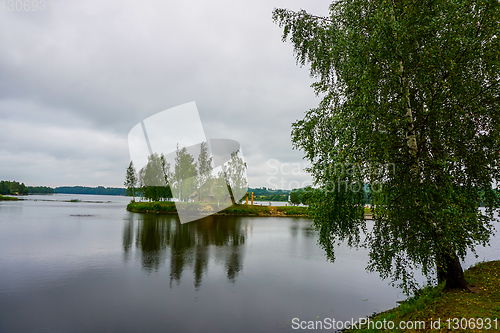 Image of View of little island in river Daugava, Latvia.