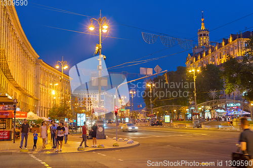 Image of People street Khreshchatyk Kiev twilight