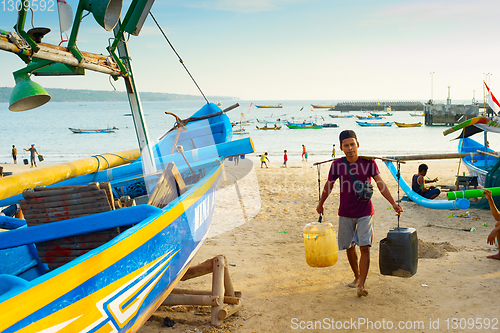 Image of  Bali fisher man work Indonesia