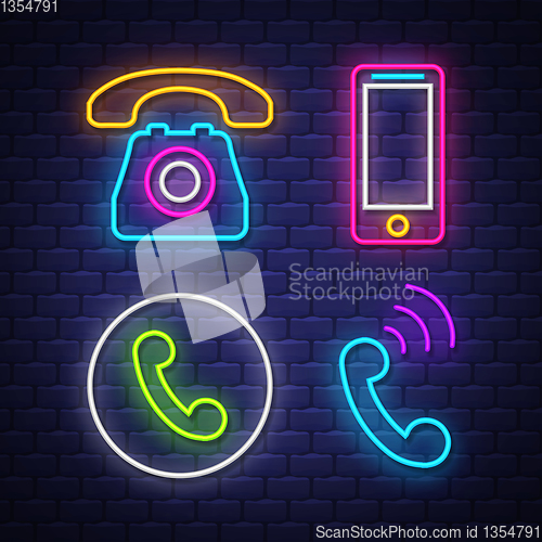 Image of Phone communication neon signs collection